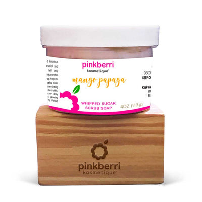 Pinkberri Kosmetique Whipped Sugar Scrub Soap Mango Papaya, 4oz - Caribshopper