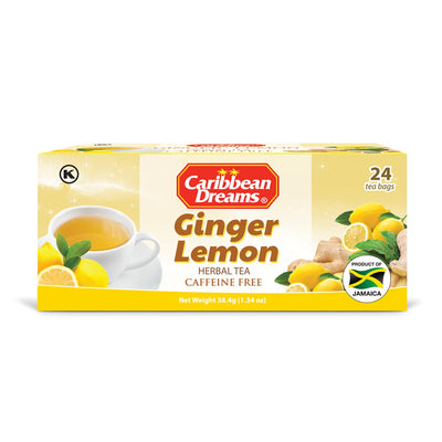 Caribbean Dreams Ginger Lemon Herbal Tea, 24 teabags - Caribshopper