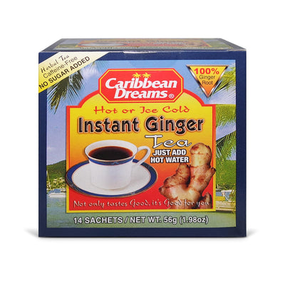 Caribbean Dreams Unsweetened Instant Ginger Tea, 14 sachets - Caribshopper