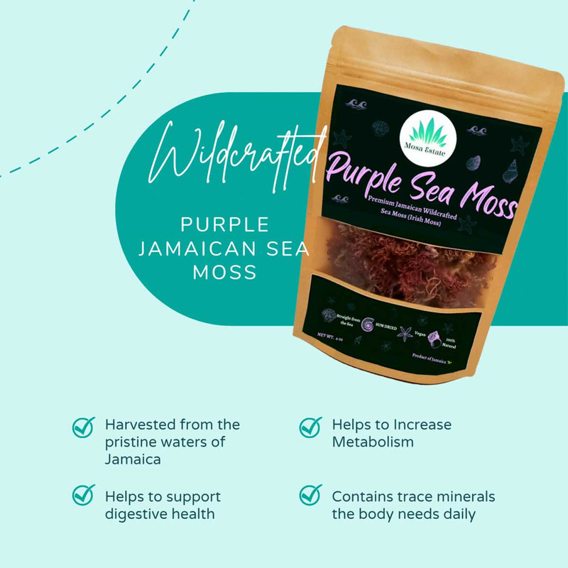 Mosa Organics Purple Jamaican Sea Moss, 2oz - Caribshopper