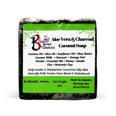 Blissfull Aroma By Daelexia Aloe Vera & Charcoal Coconut Bar Soap, 4oz - Caribshopper