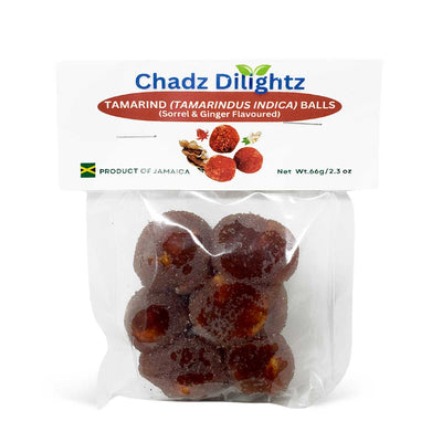 Chadz Dilightz Jamaican Tamarind Balls Sorrel & Ginger Flavour, 2.3oz (3 Pack) - Caribshopper