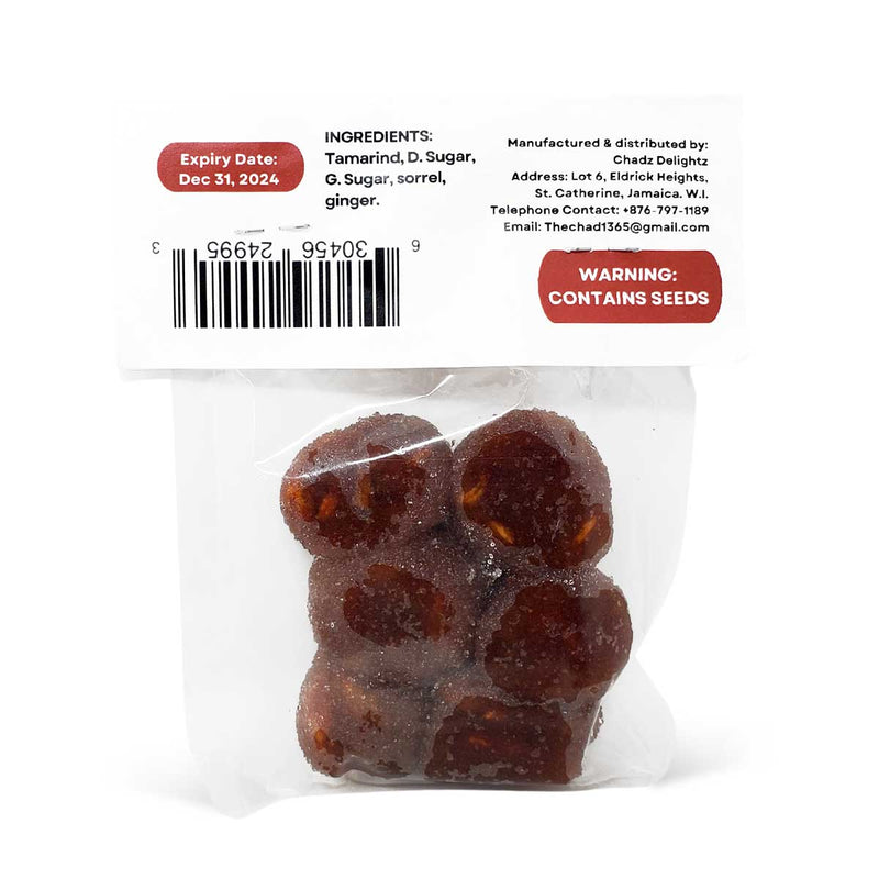 Chadz Dilightz Jamaican Tamarind Balls Sorrel & Ginger Flavour, 2.3oz (3 Pack) - Caribshopper