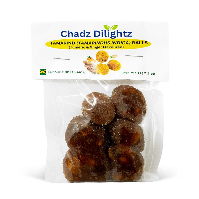 Chadz Dilightz Jamaican Tamarind Balls Tumeric & Ginger Flavour, 2.3oz (3 Pack) - Caribshopper