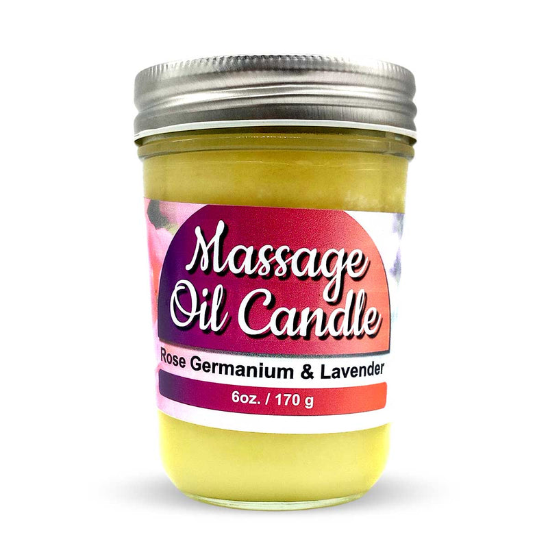 Erythan Enterprises Rose Geranium & Lavender Massage Oil Candle, 6oz - Caribshopper