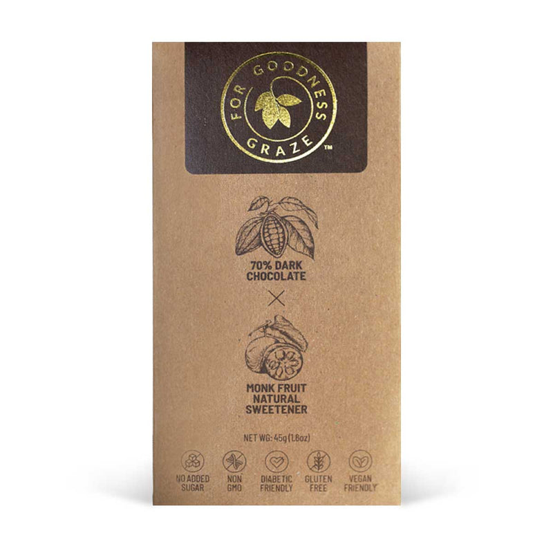 Forgoodnessgraze 70% Dark Chocolate Sweetened With Monk Fruit, 45g - Caribshopper