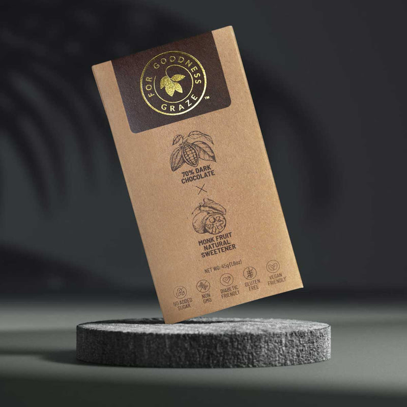 Forgoodnessgraze 70% Dark Chocolate Sweetened With Monk Fruit, 45g - Caribshopper