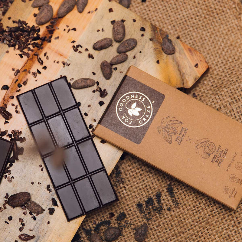 Forgoodnessgraze 70% Dark Chocolate Sweetened With Monk Fruit, 45g - Caribshopper