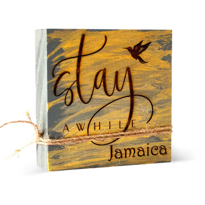 JA Dezines Stay awhile in Jamaica Engraved Wood Creations - Caribshopper