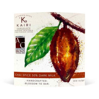 Kairi Chocolate Chai Spice 50% Dark Milk Chocolate, 32g - Caribshopper