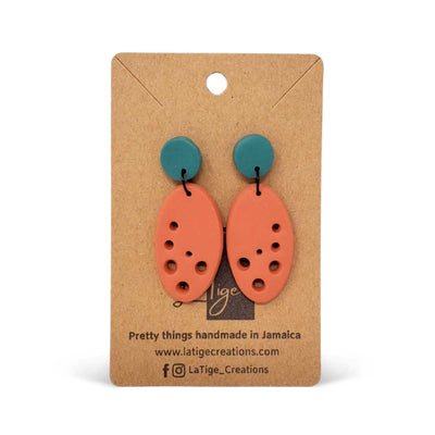 La Tige Coral Oval Orange Earrings - Caribshopper