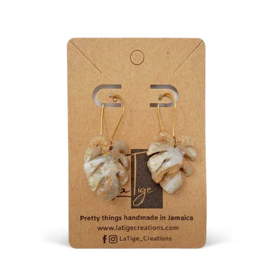 La Tige Faux - Stone Monstera Leaf Dangles Earrings - Caribshopper