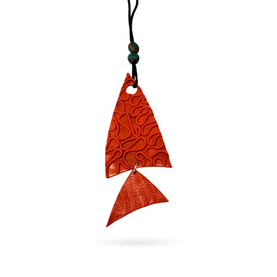 La Tige Fishy Fish Orange Necklace With Black Suede Cord - Caribshopper