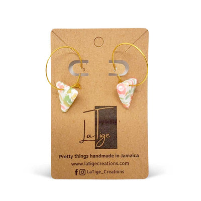 La Tige Jolly Mini Triangle on Golden Hoops Earrings - Caribshopper