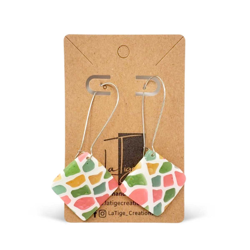 La Tige Prism Square On Long Extra Long Hooks Earrings - Caribshopper