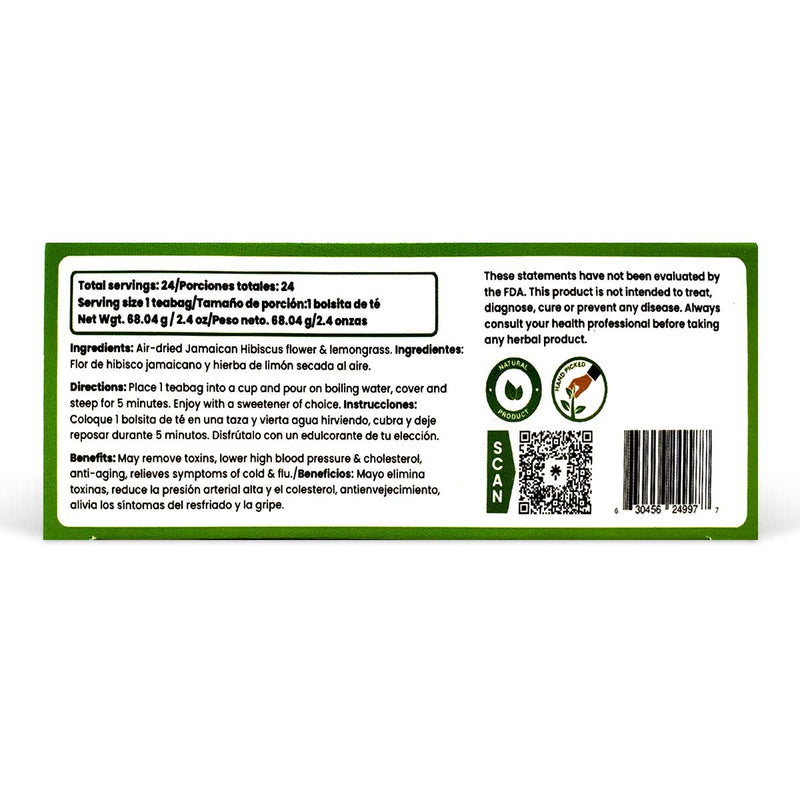Natural Pearls of Jamaica Lemon - Biscus Teabag, 1.6oz - Caribshopper