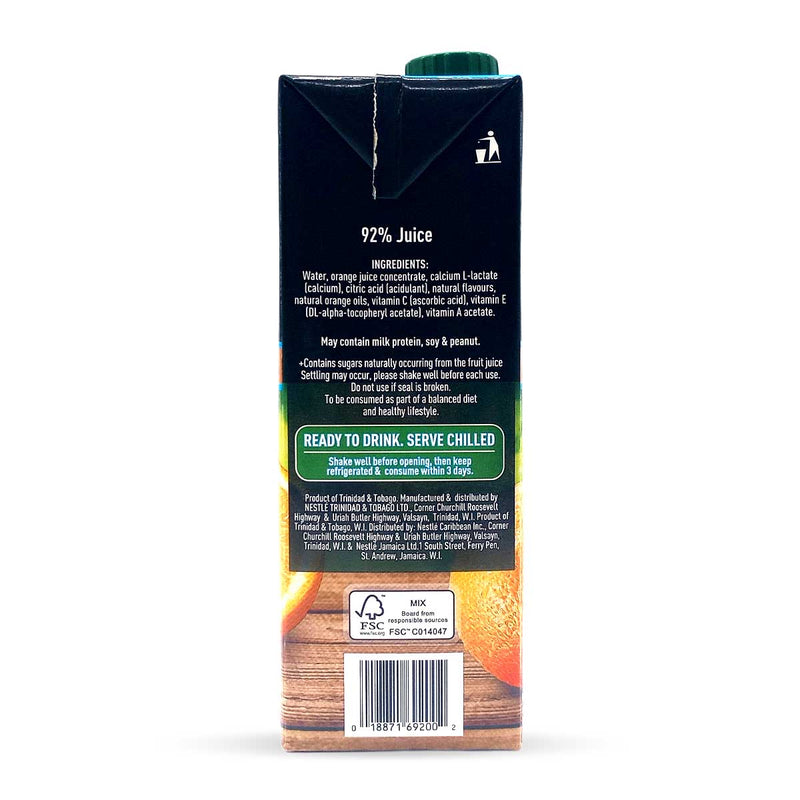 Orchard Premium 92% Orange Juices No Sugar Added, 1L (3 Pack) - Caribshopper