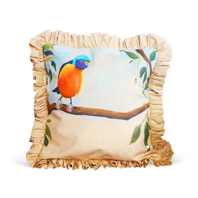 Pilgrim Hand - Painted Antillean Euphonia Bird Throw Pillow, Insert Included - Caribshopper