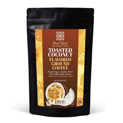 Real Taste Toasted Coconut Flavored Ground Coffee, 8oz - Caribshopper