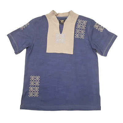 Suuru Designs Men’s Blue & Beige Tunic Top - Caribshopper