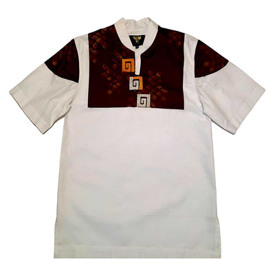 Suuru Designs Men’s White & Burgundy Tunic Top - Caribshopper