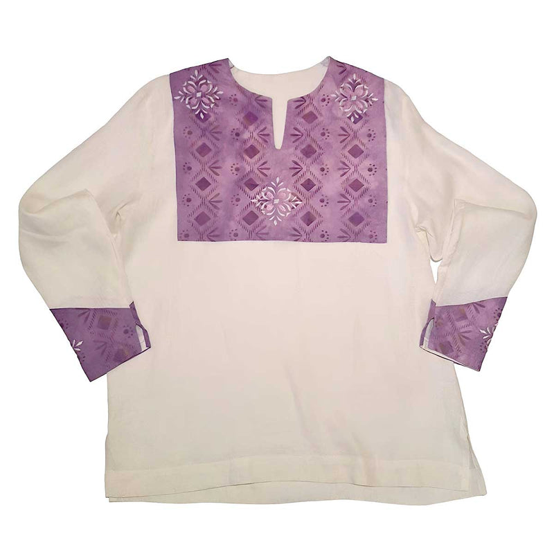 Suuru Designs Men’s White & Lilac Long Sleeve Top - Caribshopper