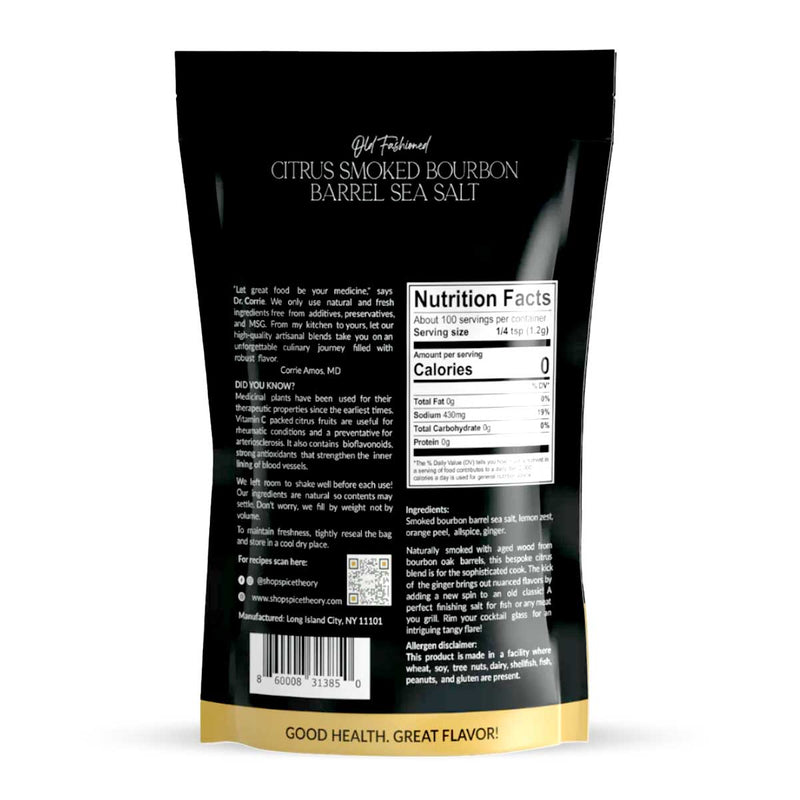 The Spice Theory Old Fashioned Citrus Smoked Bourbon Barrel Sea Salt, 4oz - Caribshopper