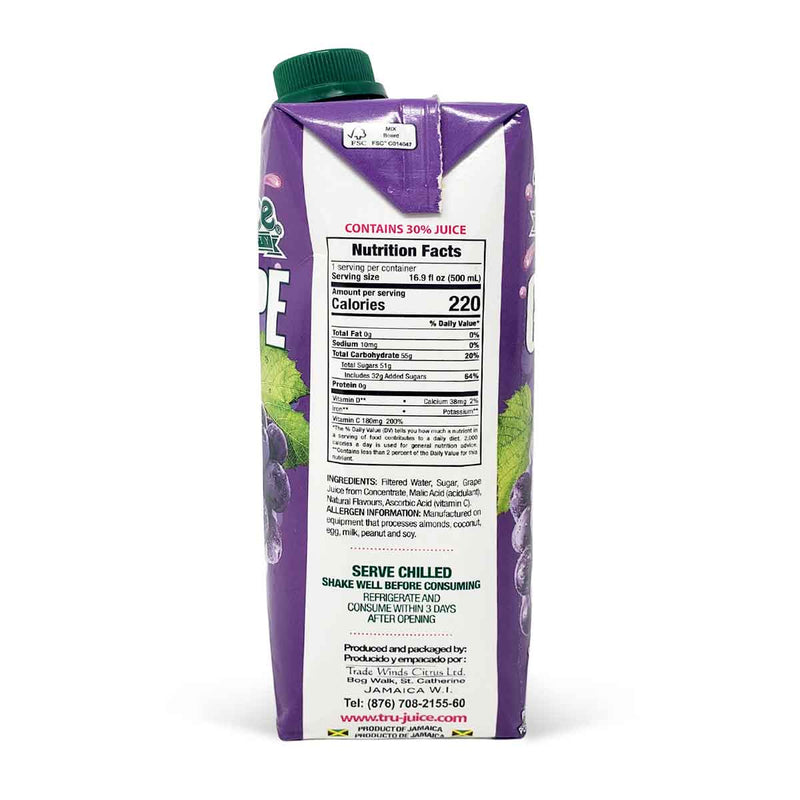 Tru - Juice Grape Juice, 500ml (3 Pack) - Caribshopper