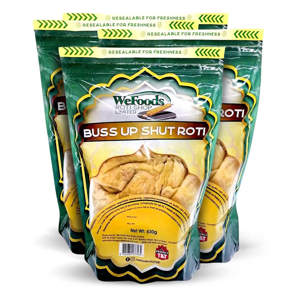 We Foods Buss Up Shut Roti, 624g 4 Pack Flaky & Authentic | Caribshopper
