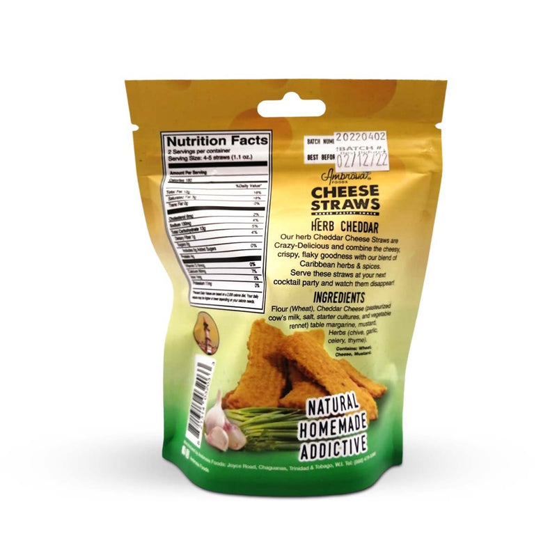 Ambrosia Foods Cheese Straws Herb Cheddar, 2.2oz (3 or 6 Pack) - Caribshopper