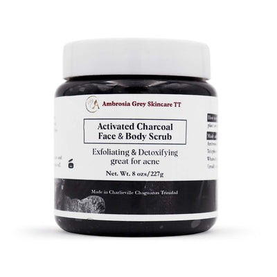 Ambrosia Grey Skincare Activated Charcoal Face & Body Scrub, 8oz - Caribshopper