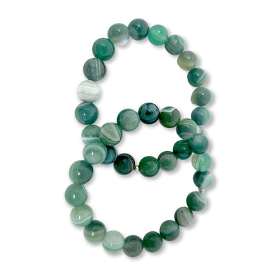 Angel Beads By A Gemstone Green Stripe Agate Bracelet - Caribshopper