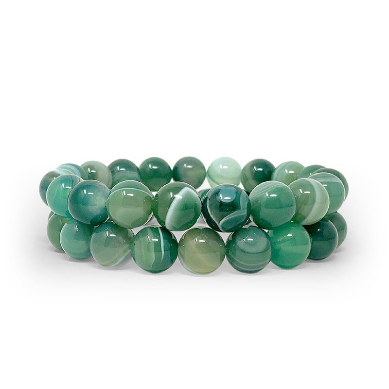 Angel Beads By A Gemstone Green Stripe Agate Bracelet - Caribshopper