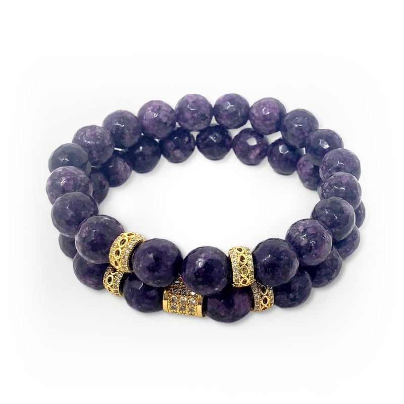 Angel Beads By A Gemstone Purple Jasper Bracelet - Caribshopper