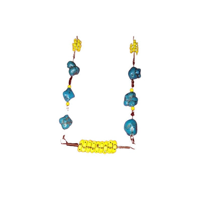 Antoinettes Accessories Coiled Copper with Yellow Seed Beads & Turquoise Resin Set - Caribshopper