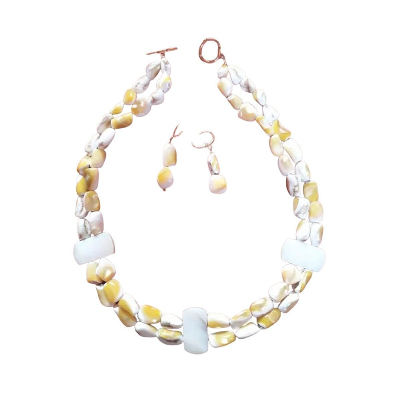Antoinettes Accessories Yellow & White Mother of Pearl Set - Caribshopper