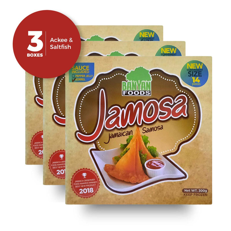 Banyan Foods Ackee & Saltfish Jamosa (3 or 6 Pack) - Caribshopper