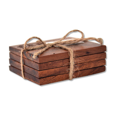 Bartley's All In Wood Exotic Wood Coasters Set of 4 Wood Engraved, (Single & 2 Pack) - Caribshopper