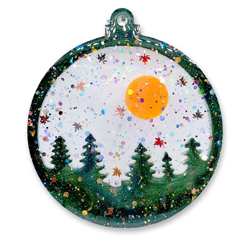 Bridazzled Boozy Oasis Hand Made 3D Resin Glow in the Dark Autumn Blood Moon Aurora Hanging Ornament - Caribshopper