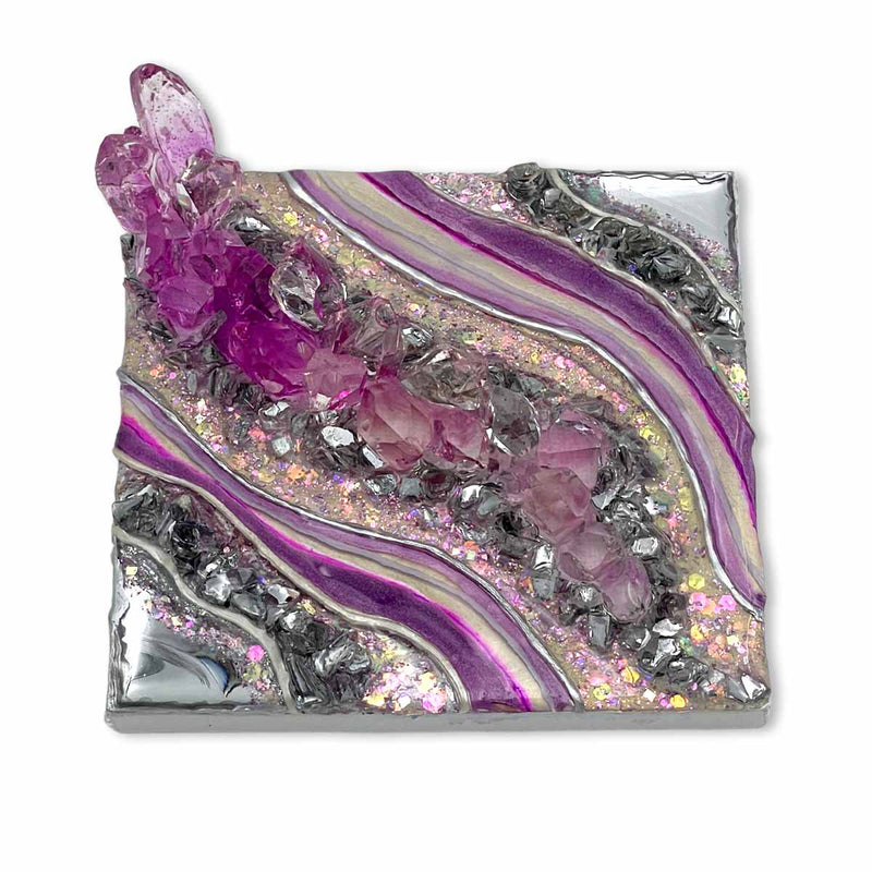Bridazzled Boozy Oasis Miniature Art- Fuschia Geode Resin Crystal - Caribshopper