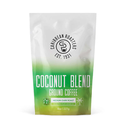 Caribbean Roasters Coconut Blend Ground Coffee Medium-Dark Roast Pouch Ideal, 8oz - Caribshopper