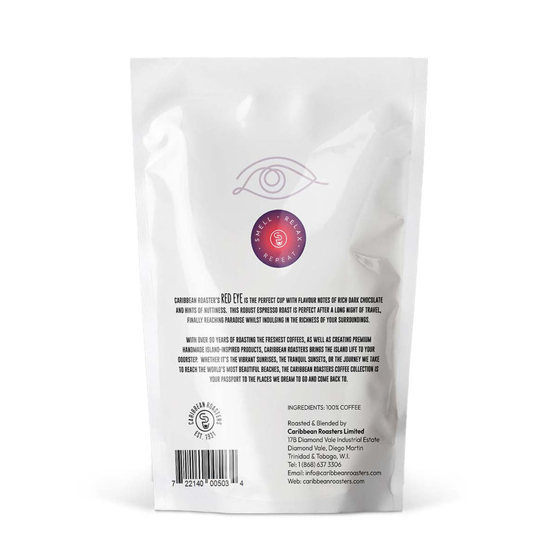 Caribbean Roasters Red Eye Espresso Whole Bean Coffee Dark Roast Pouch Ideal, 8oz - Caribshopper