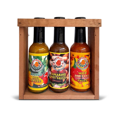 CariBelle Foods Cedar Wood Gift Collection Hot Sauce Gift Set - Caribshopper