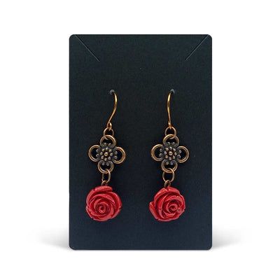 CW Artisinal Jewellery Carved Rose Manmade Coral Set - Caribshopper