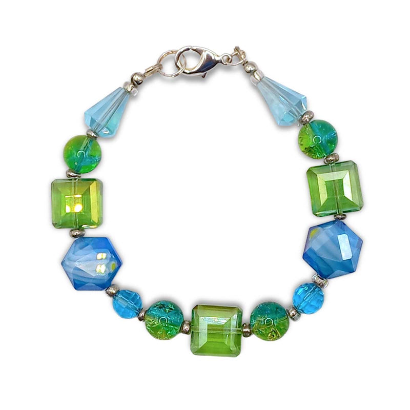 CW Artisinal Jewellery Green & Blue Glass Bracelet - Caribshopper