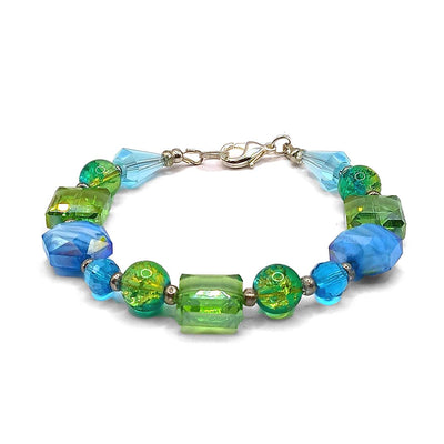 CW Artisinal Jewellery Green & Blue Glass Bracelet - Caribshopper