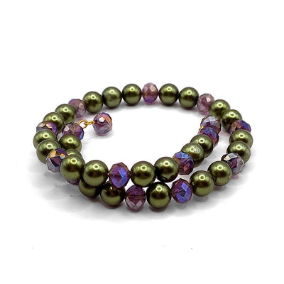 CW Artisinal Jewellery Green Glass Pearl & Crystal Bracelet - Caribshopper