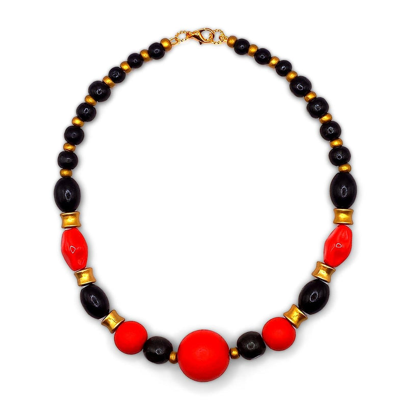 CW Artisinal Jewellery Red & Black Wooden Statement Set - Caribshopper