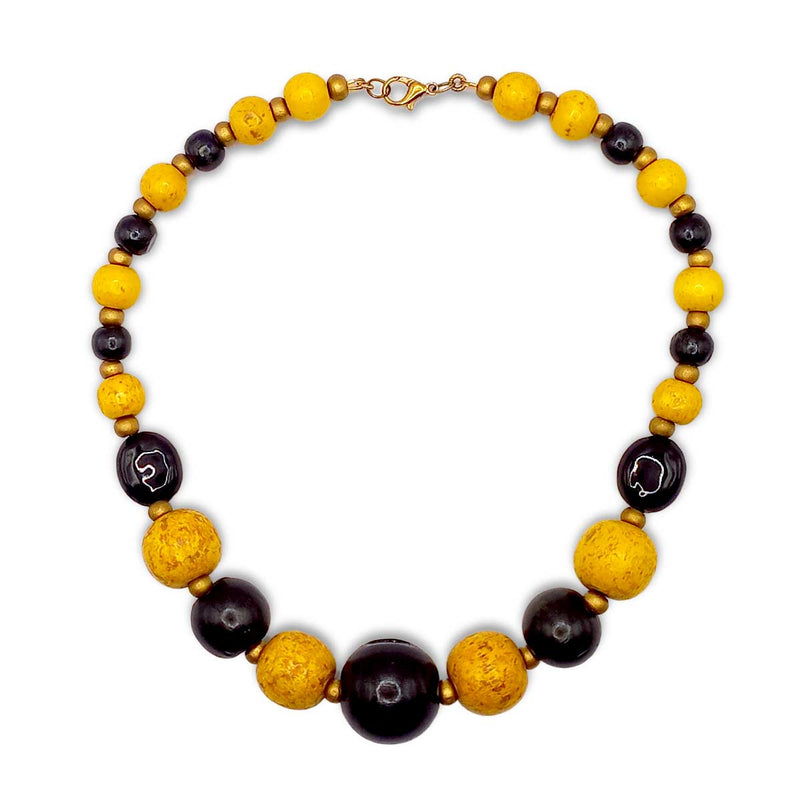 CW Artisinal Jewellery Yellow & Black Wooden Statement Set - Caribshopper