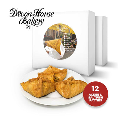 Devon House Brand Patties- 12 Previously Cooked Frozen Ackee & Saltfish Patties - Caribshopper